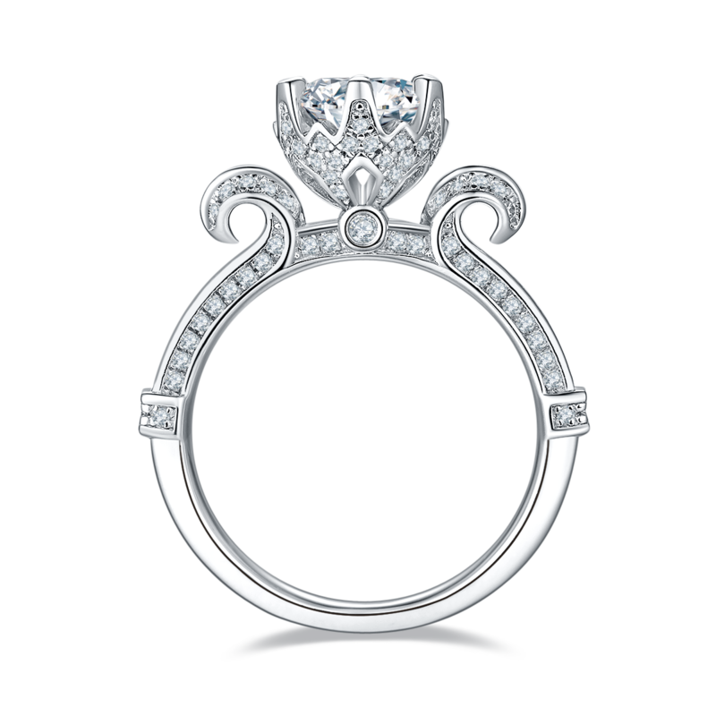 天鹅湖S925银镀白金MoissaniteWomen's Ring1ctD级